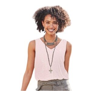 Sundance Mabel Linen Tank Top Pink Large